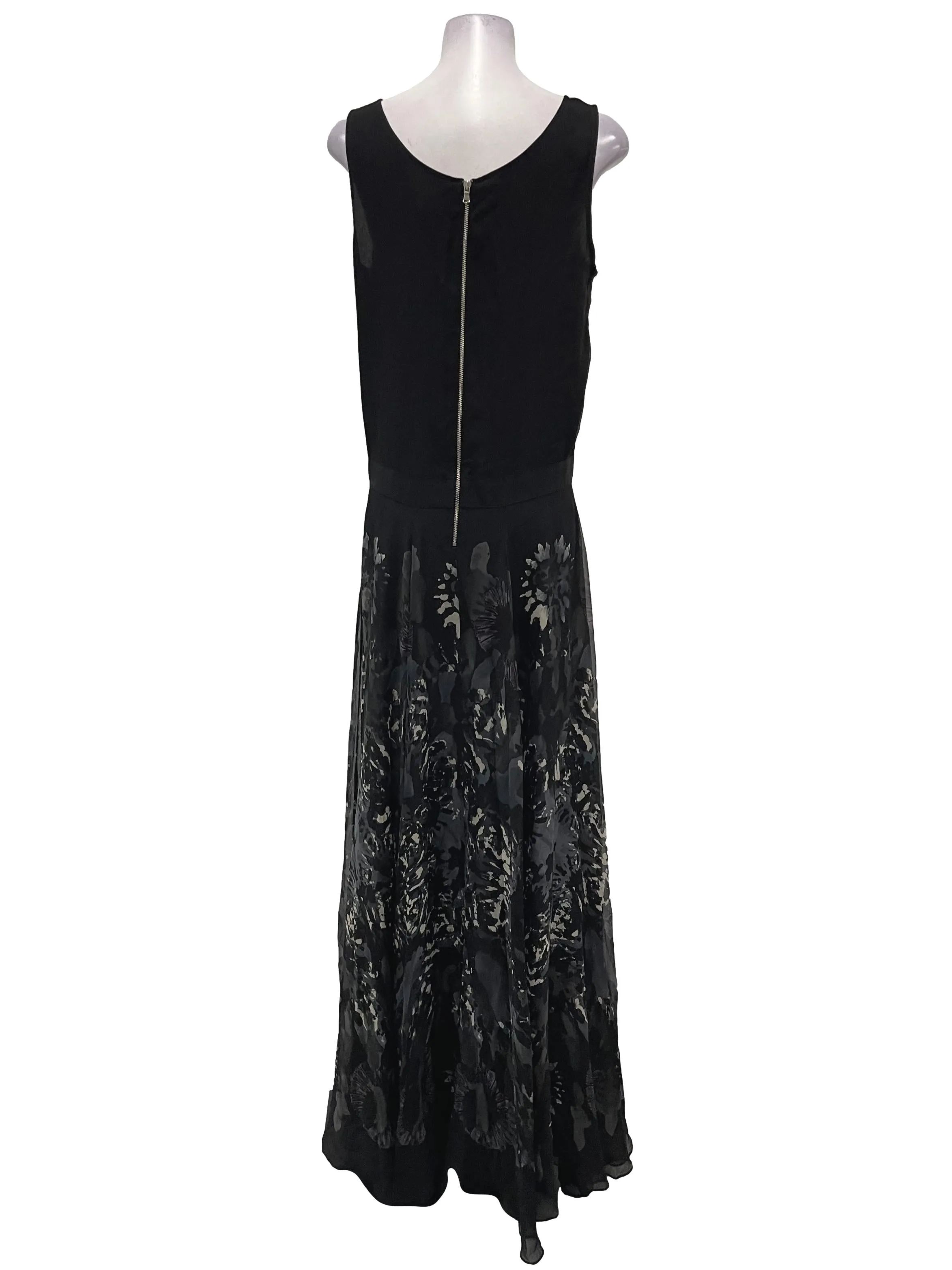 Black Roundneck Sleeveless Maxi Floral Dress