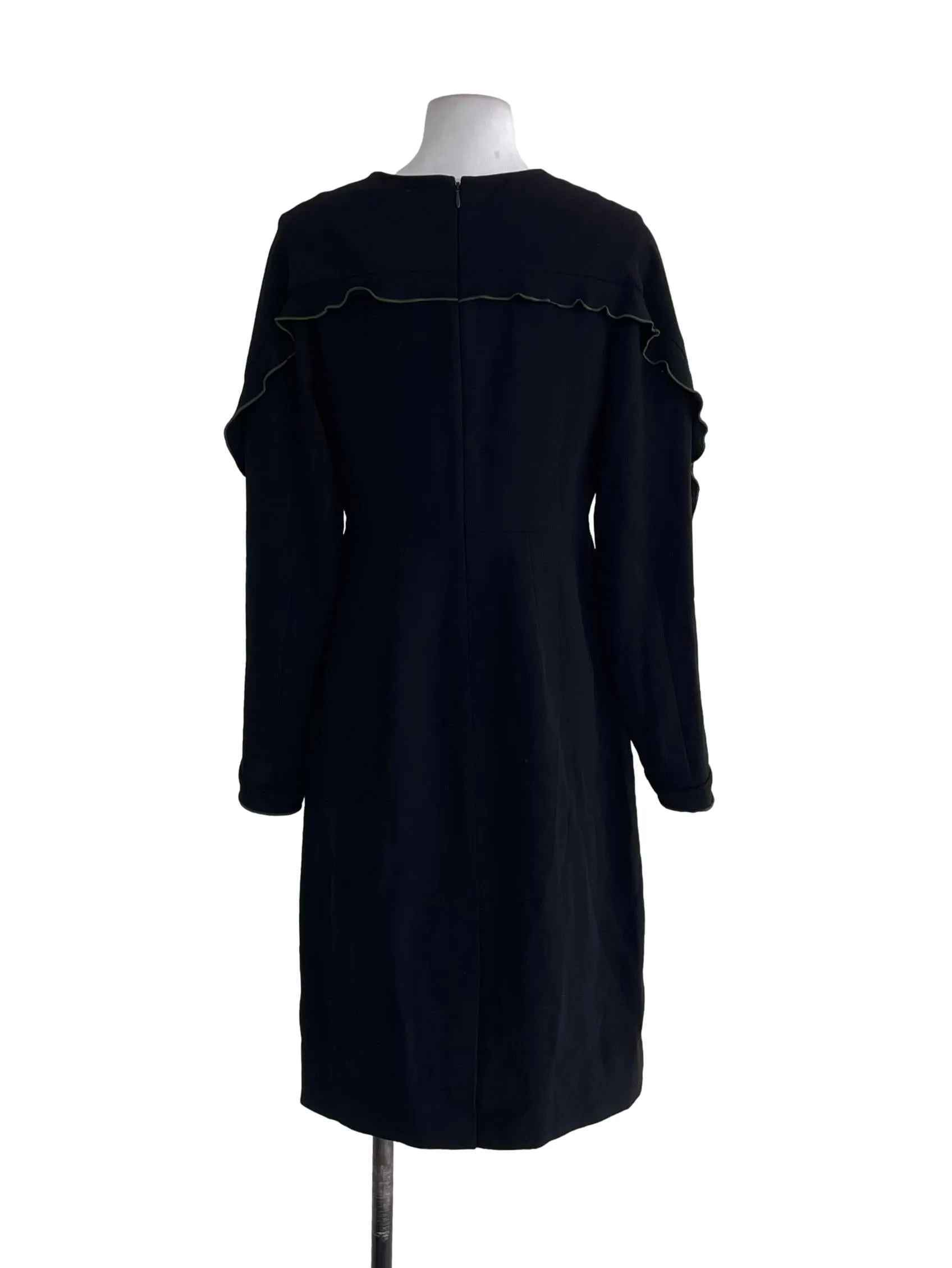 Black Ruffled Long Sleeves Sheath Dress