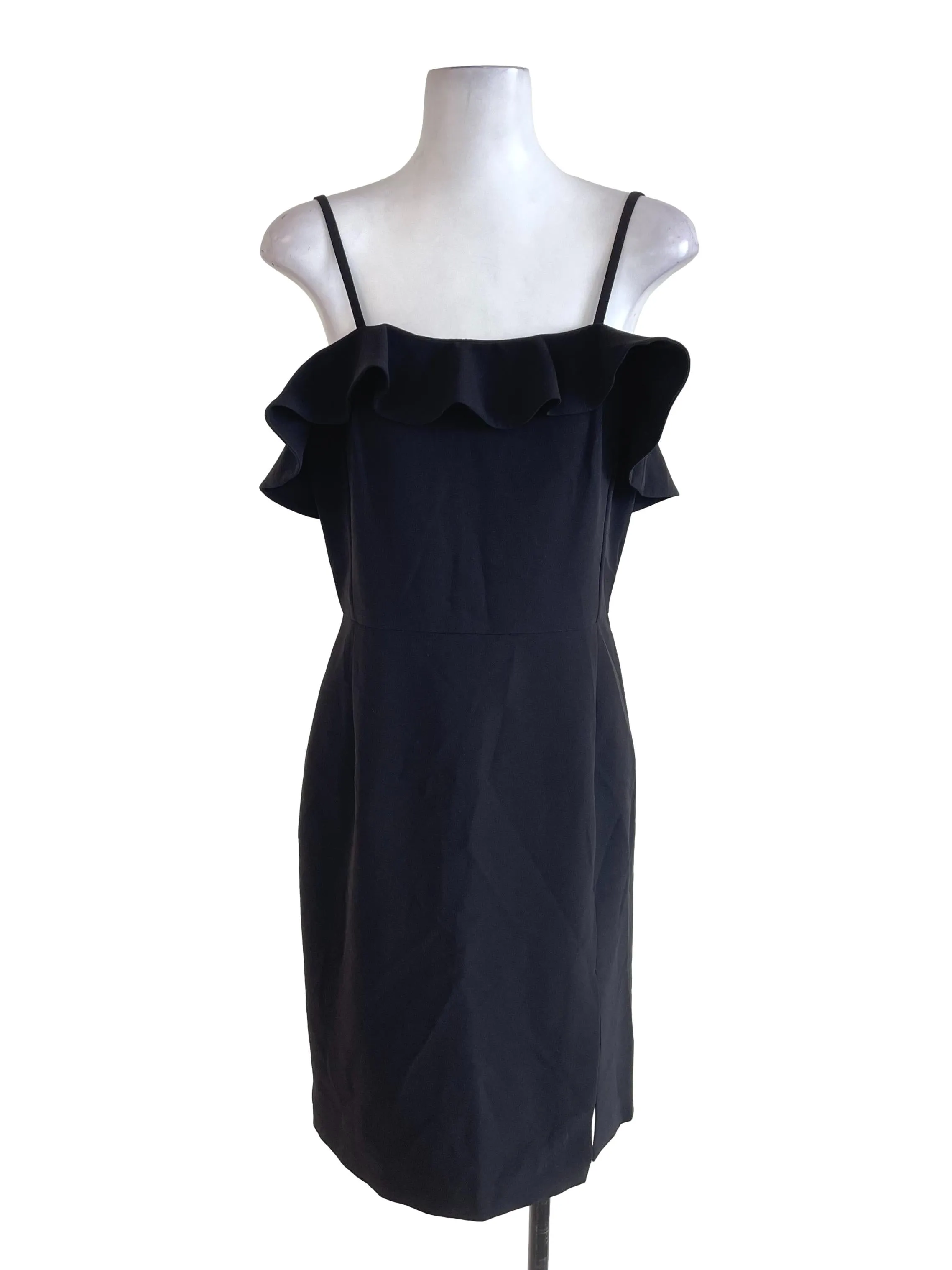 Black Ruffled Slip Dress