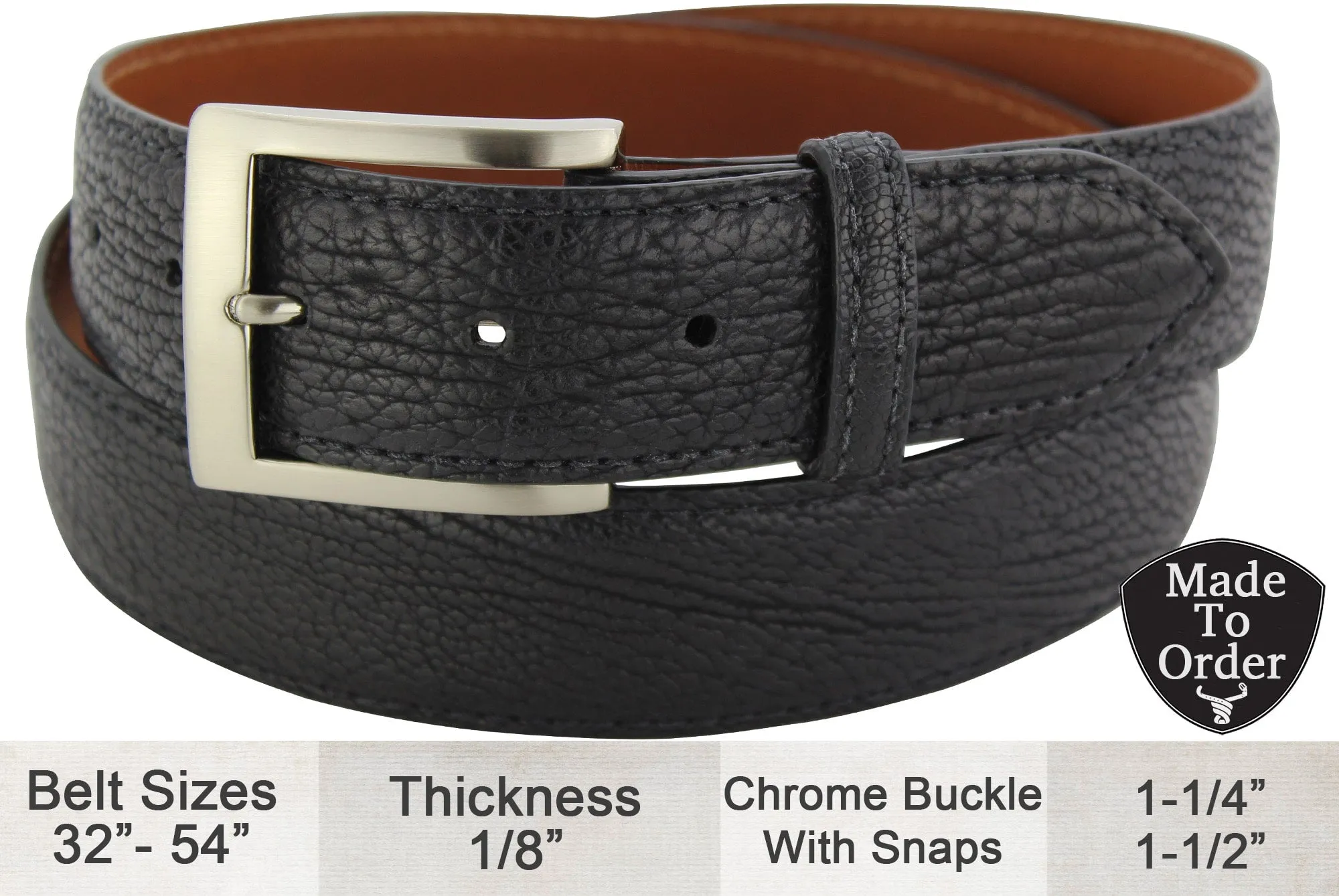 Black Shark Designer Full Grain Leather Belt for Men **Made To Order Allow 5 To 6 Weeks To Ship