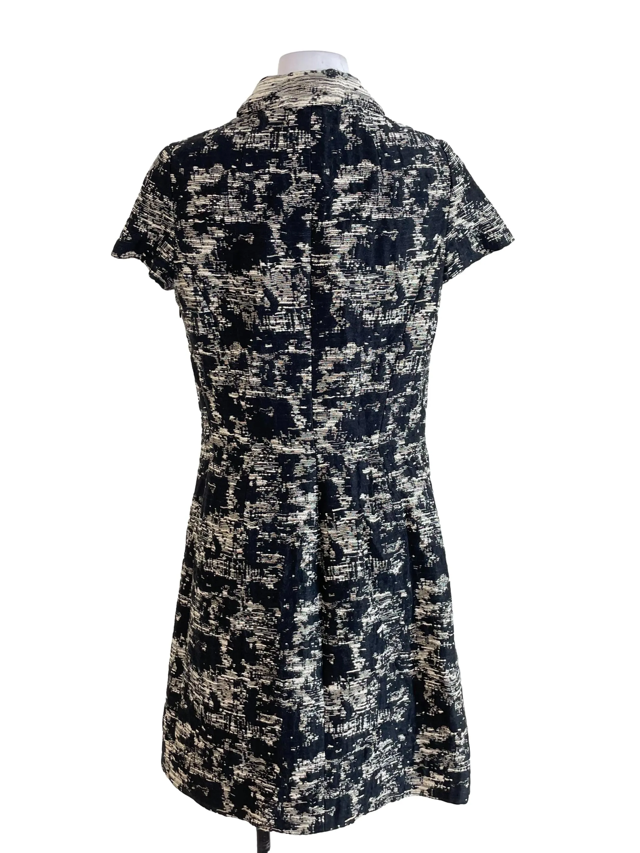 Black Shiny Tweed Shirt Dress
