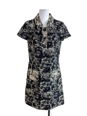 Black Shiny Tweed Shirt Dress
