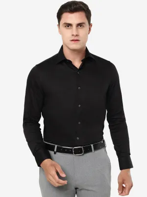 Black Solid Slim Fit Party Wear Shirt | Wyre