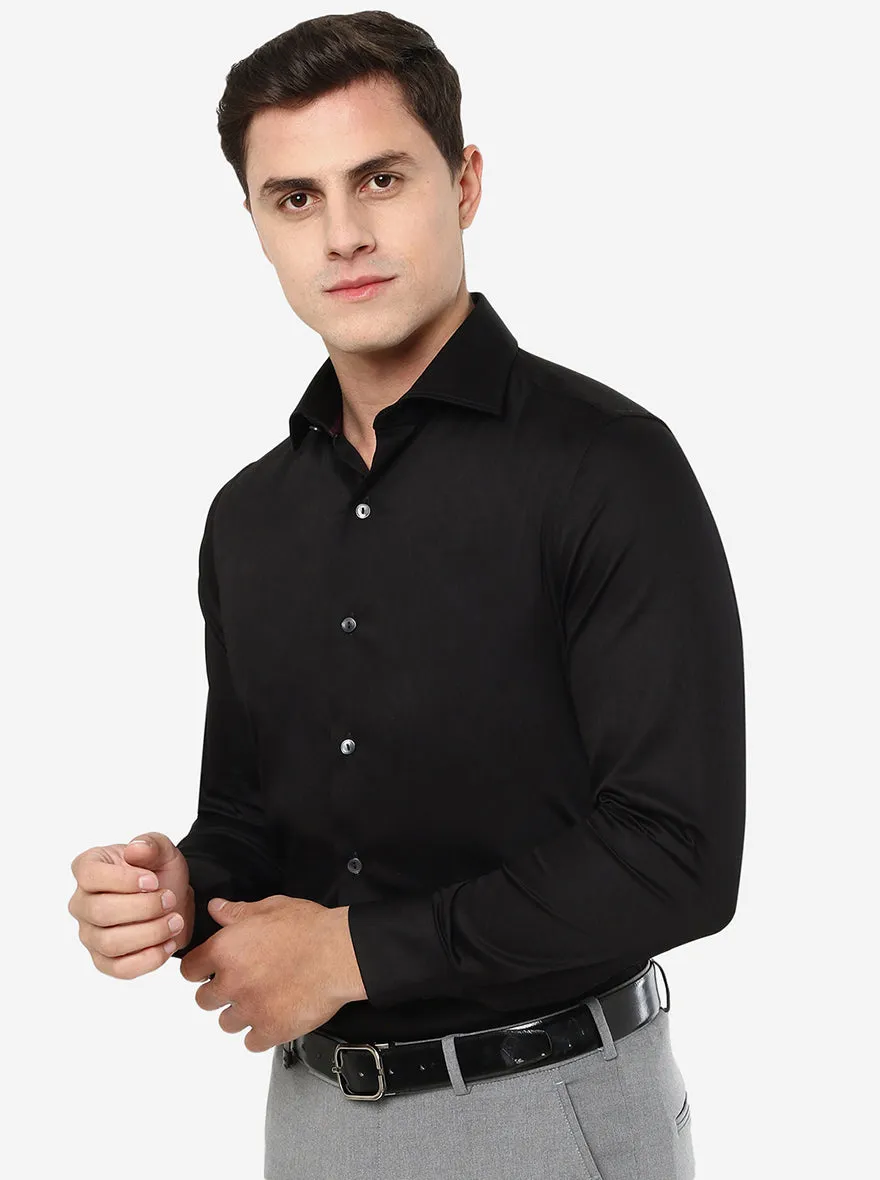 Black Solid Slim Fit Party Wear Shirt | Wyre