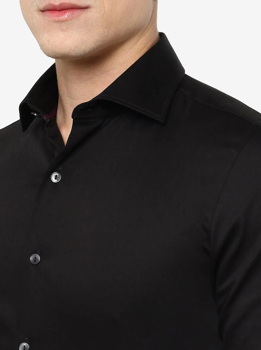 Black Solid Slim Fit Party Wear Shirt | Wyre