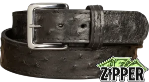 Black South African Ostrich Skin Money Belt With 25" Zipper