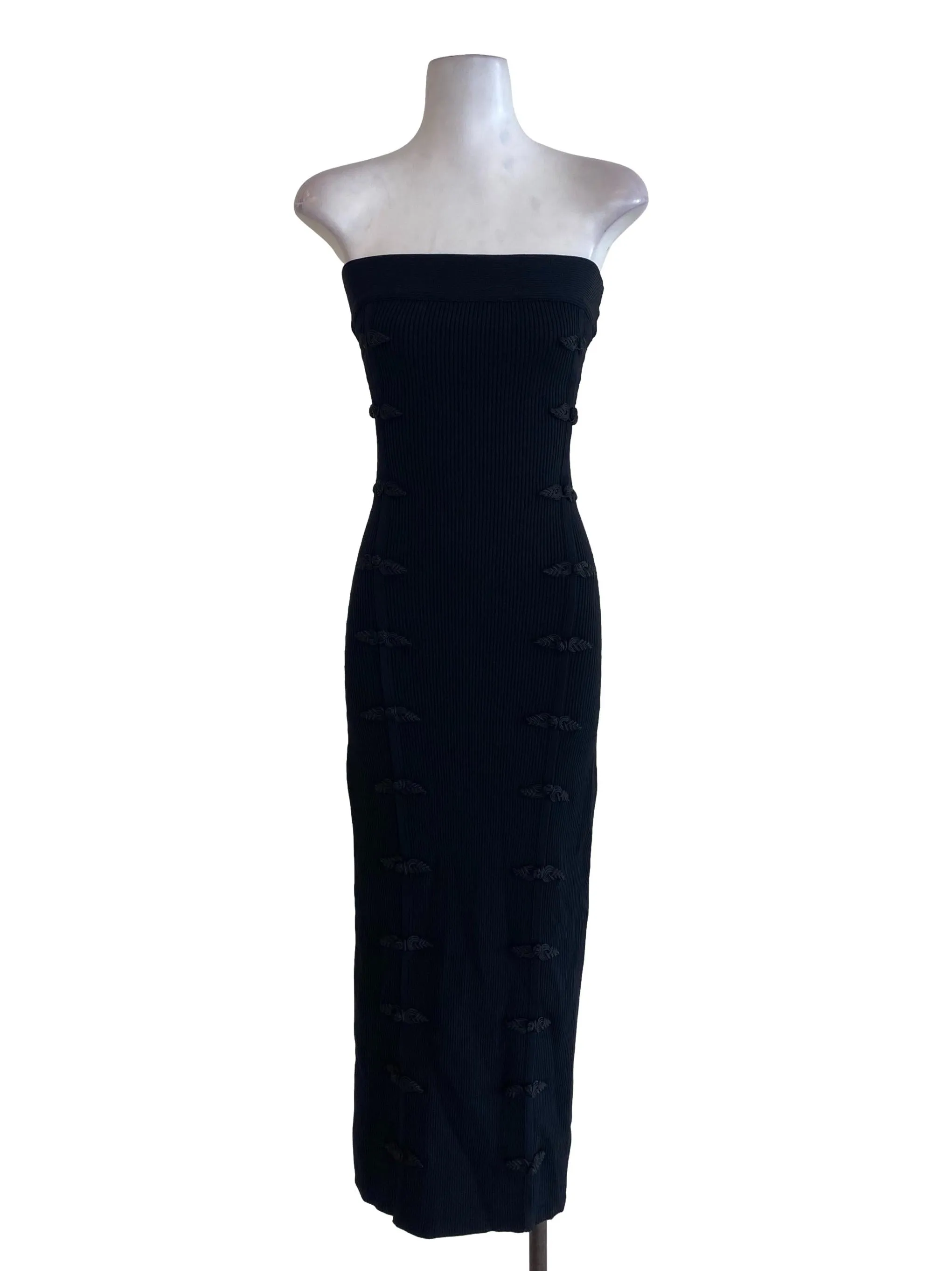 Black Strapless Knitted Dress