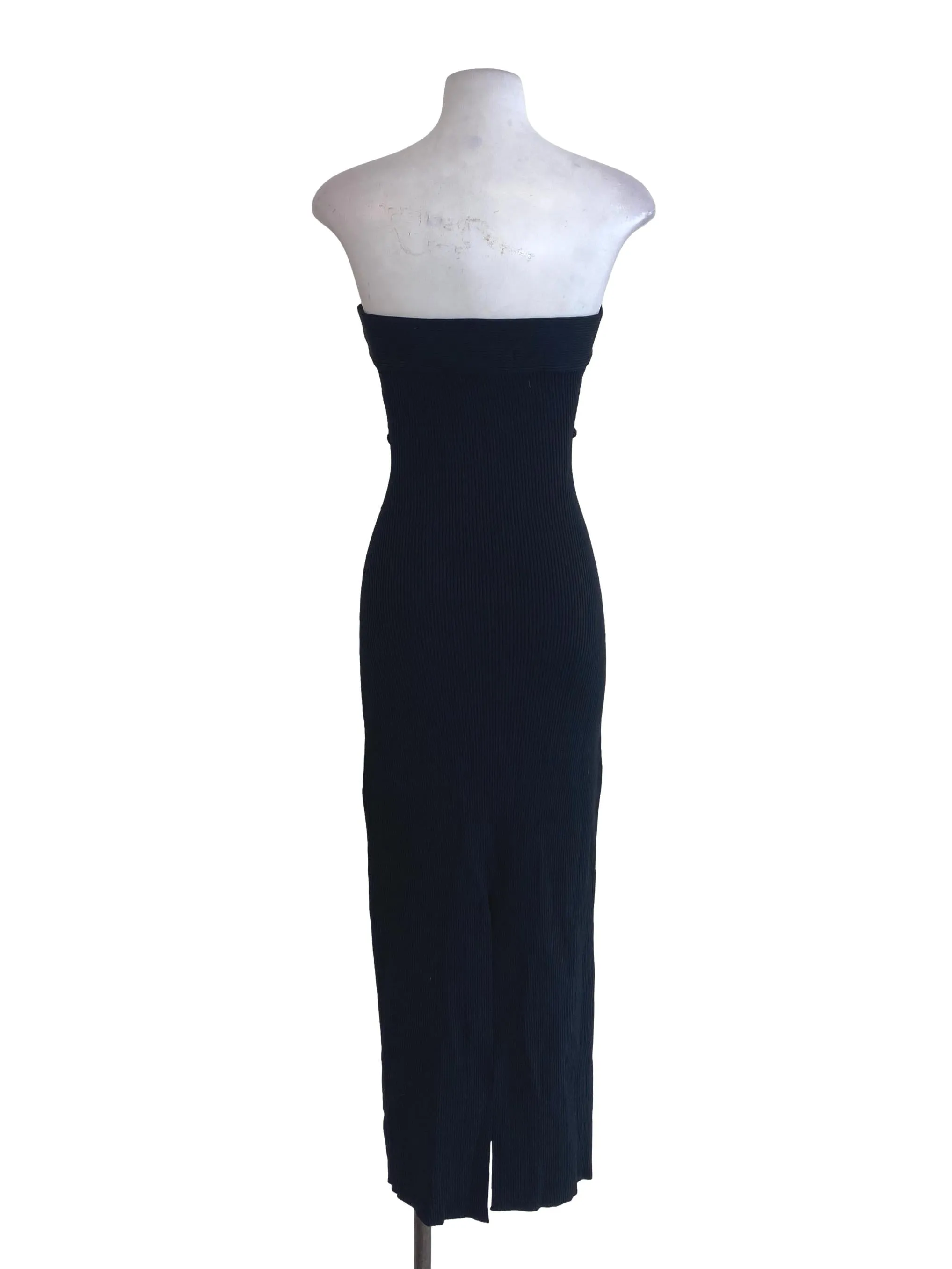 Black Strapless Knitted Dress