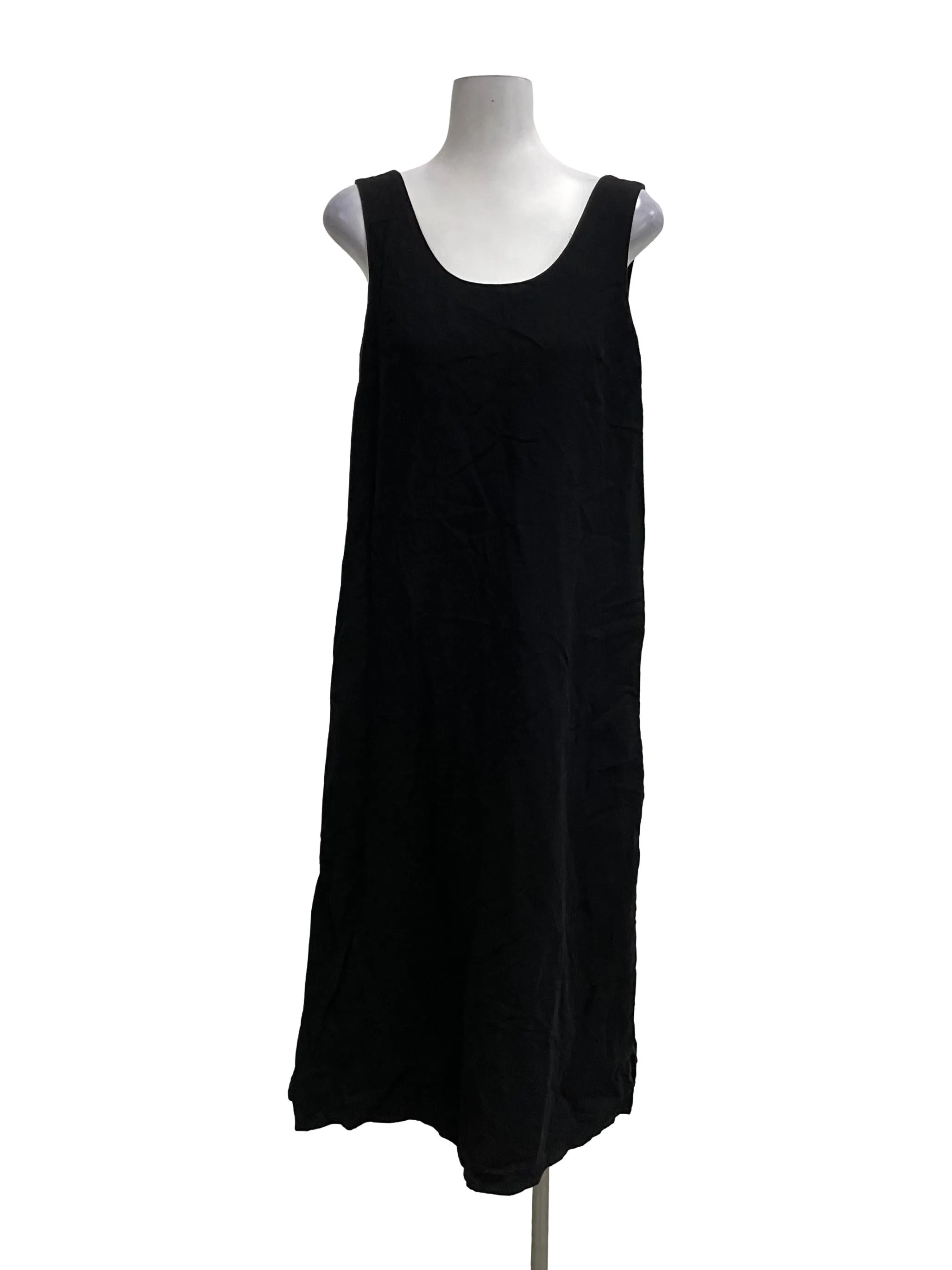 Black Textured Round Neck Dress OSN