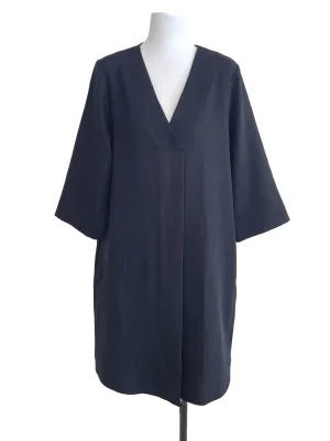 Black Textured V Neck Dress
