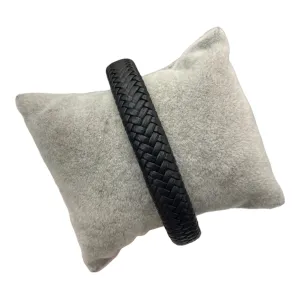 Black Thick Braided Leather Bracelet