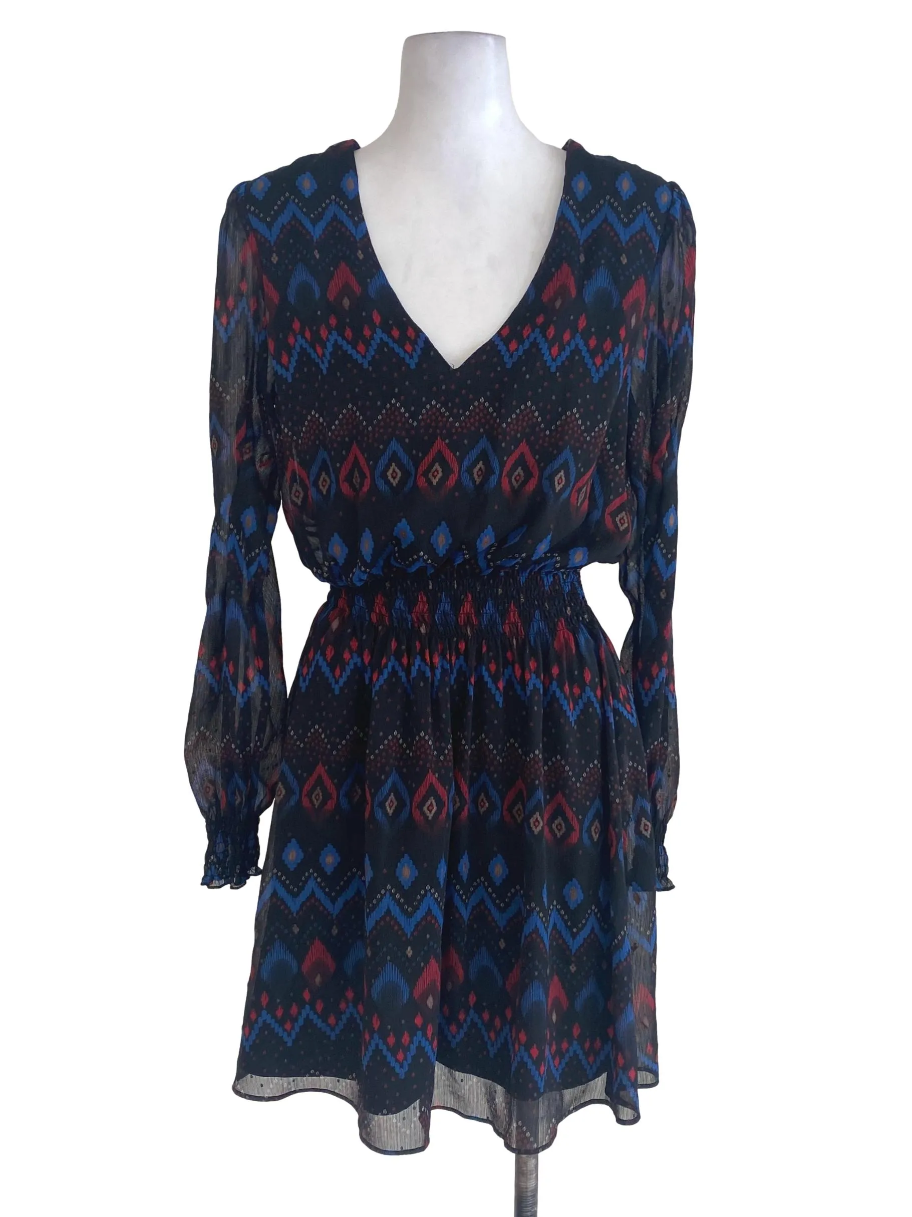 Black Tribal Blouson Dress