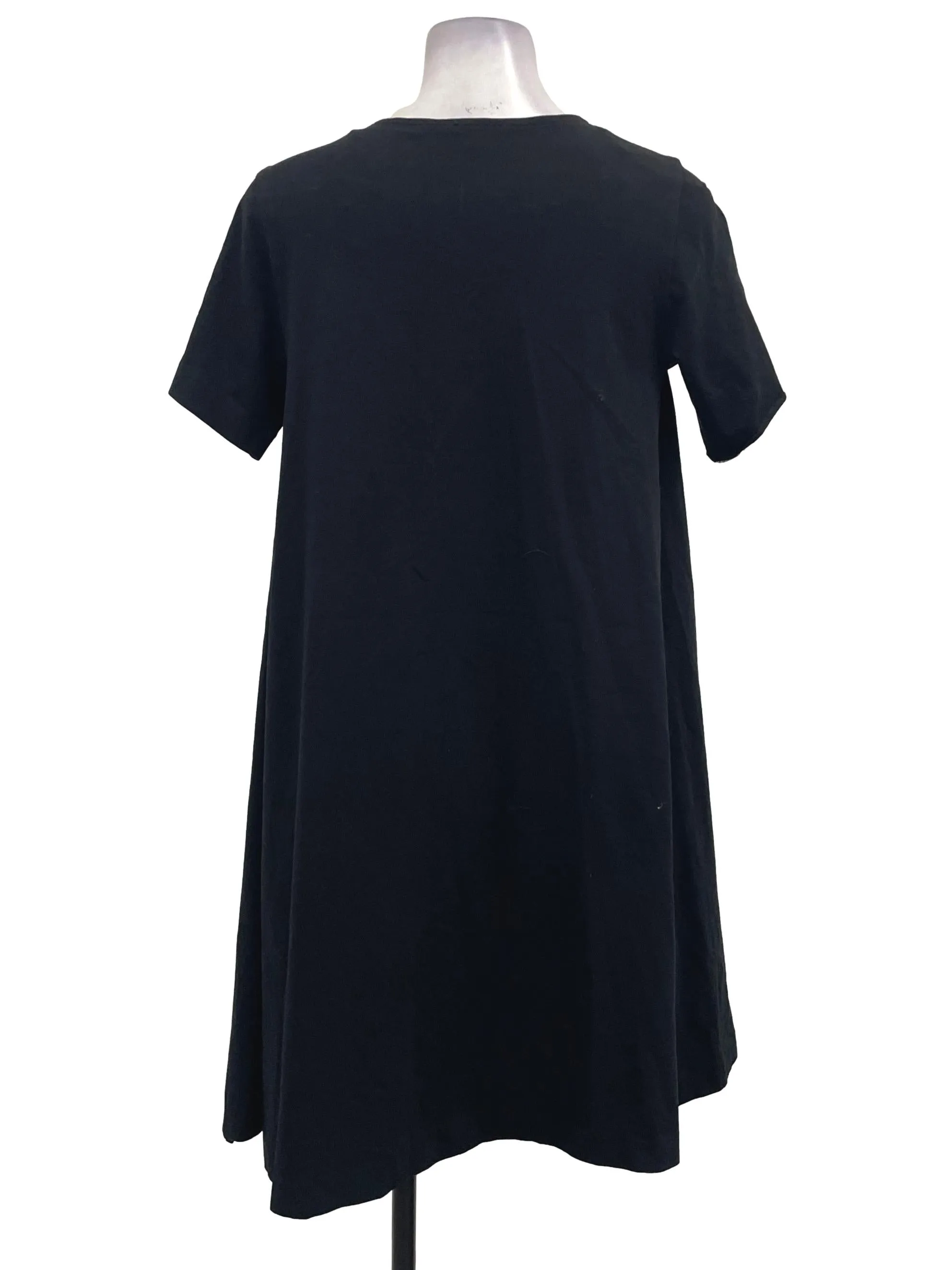Black U-Neck Sleeve Midi Dress