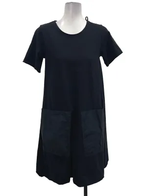 Black U-Neck Sleeve Midi Dress