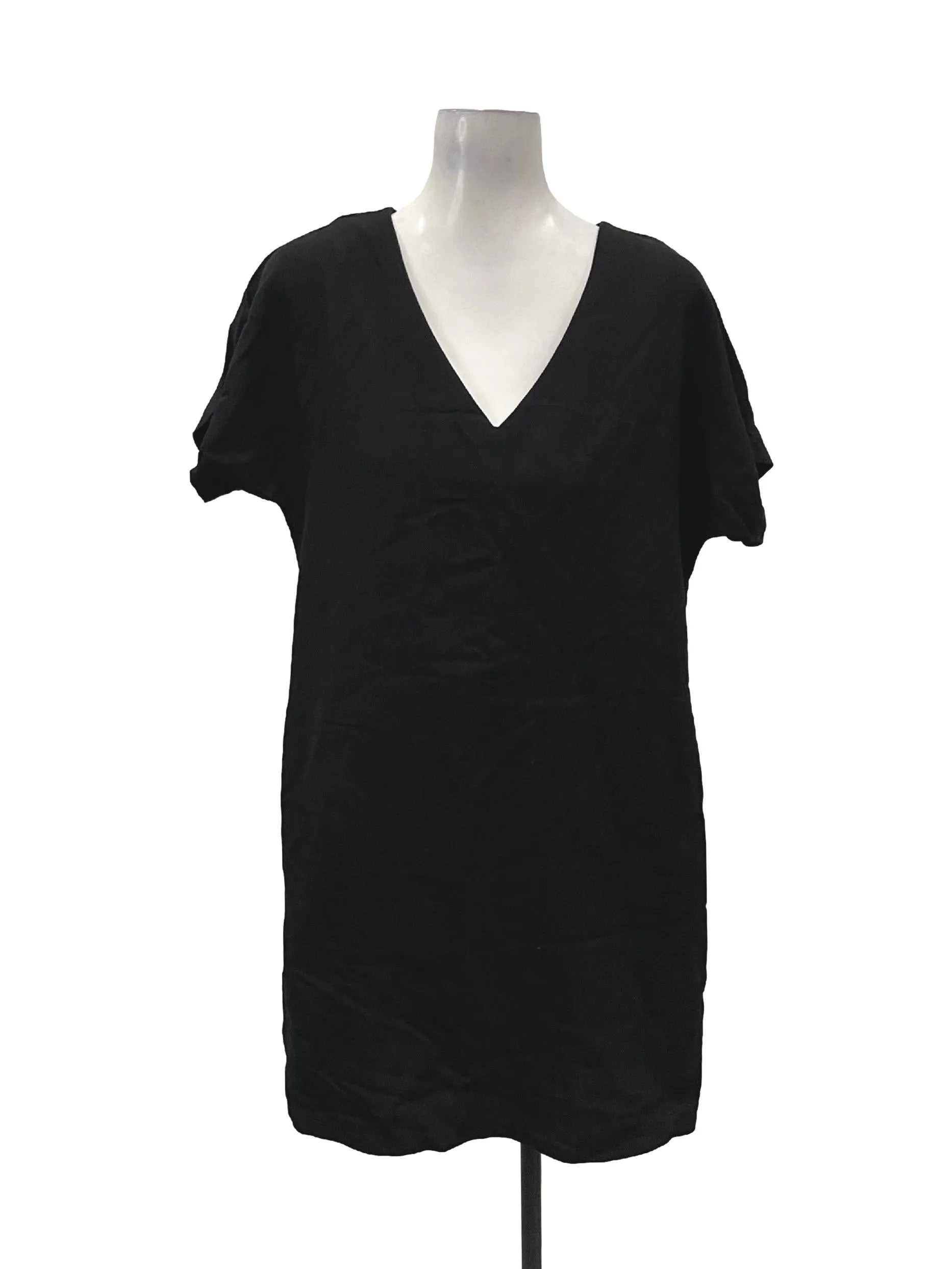 Black V-Neck Mini Shift Dress OSN