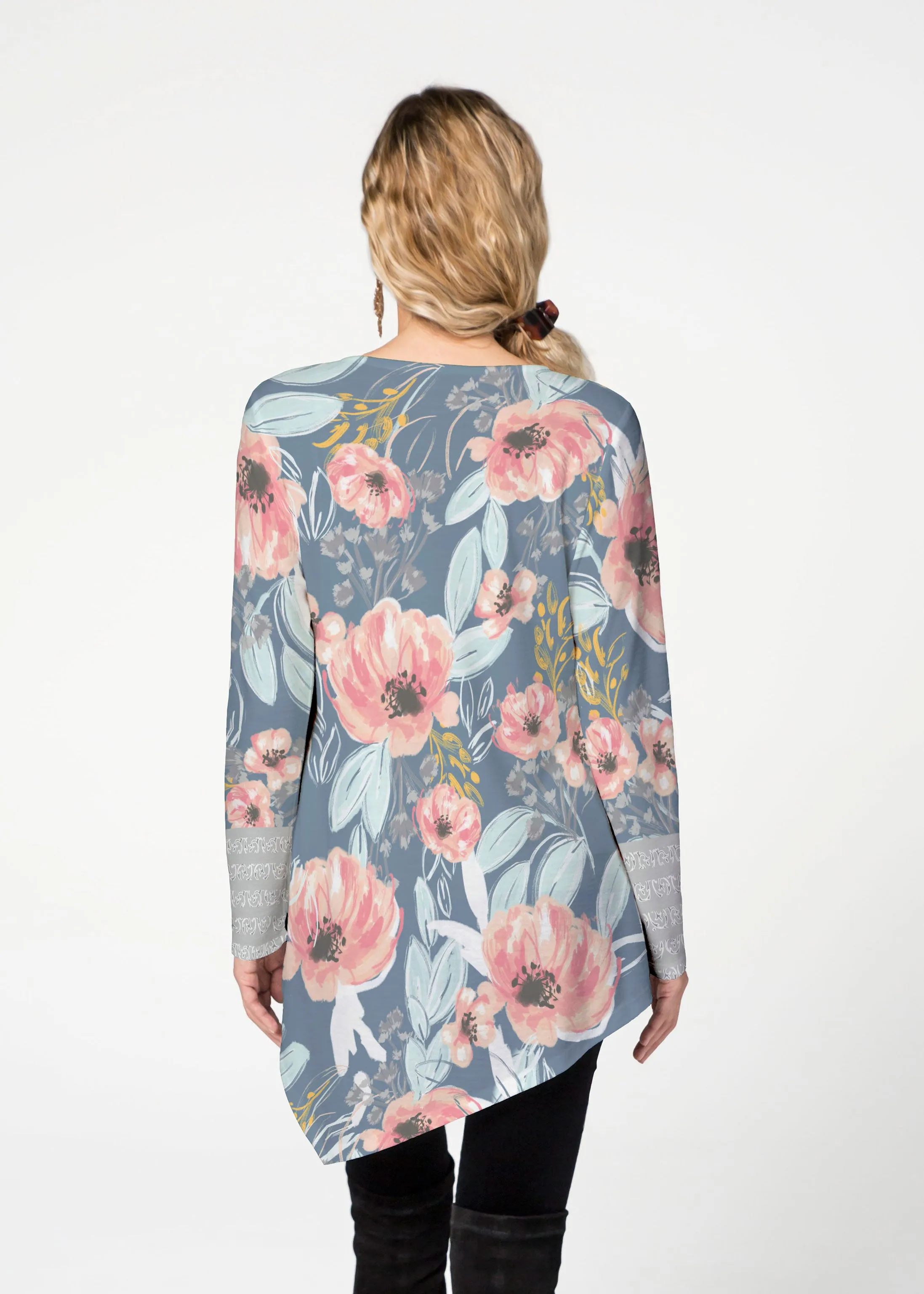 Blossoming Blooms (16226) ~ Asymmetrical French Terry Tunic
