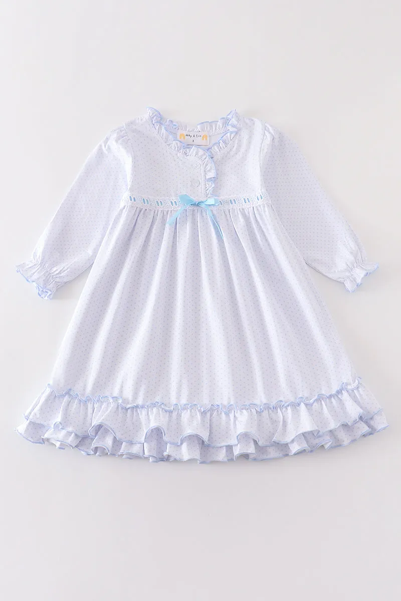 Blue Dot Ruffle Dress