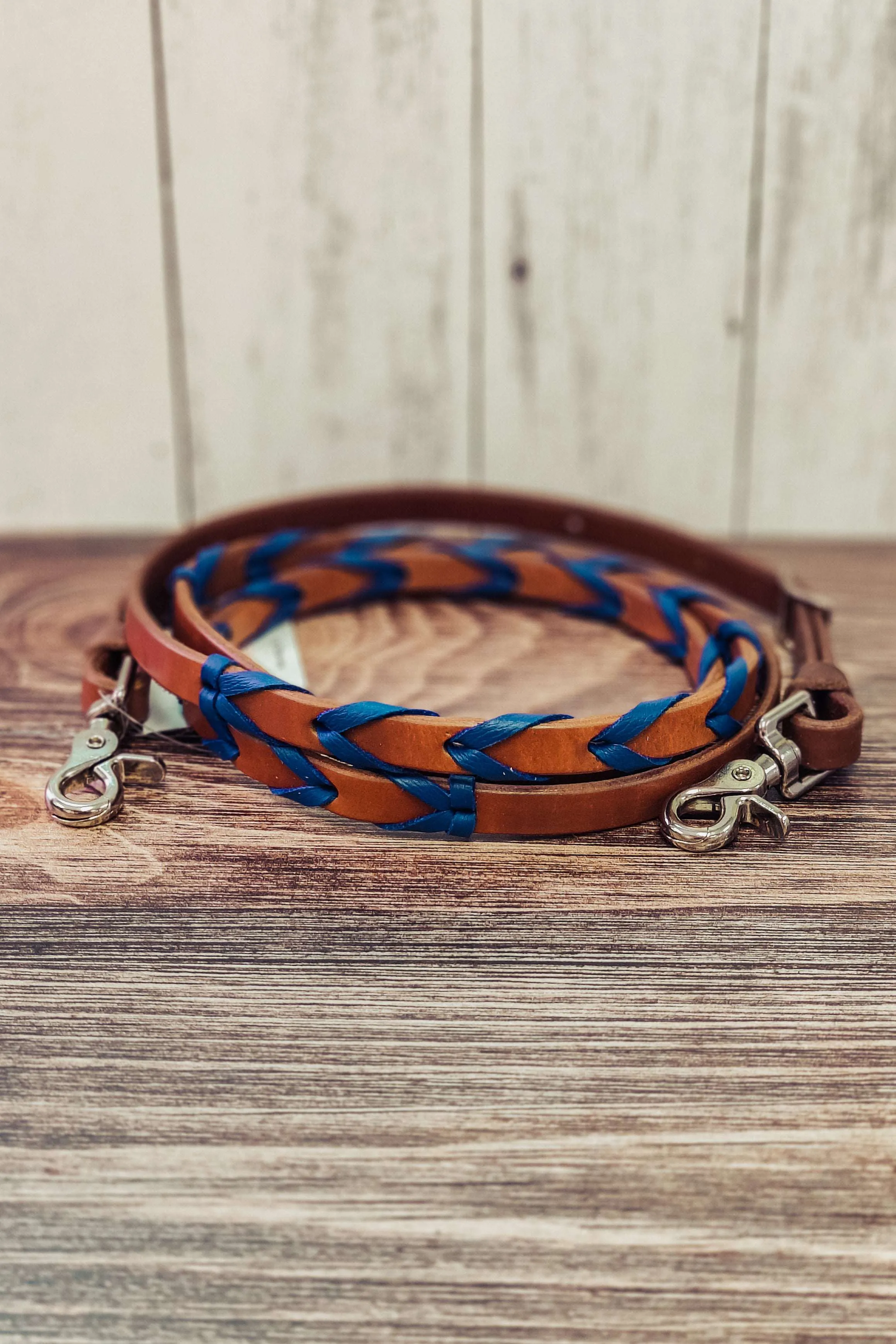 Blue Laced Barrel Reins