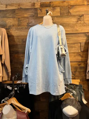 Blue Long Sleeve Sweater Dress
