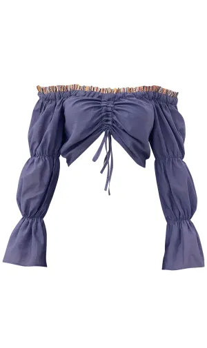 Blue Off-the-Shoulder Crop Top