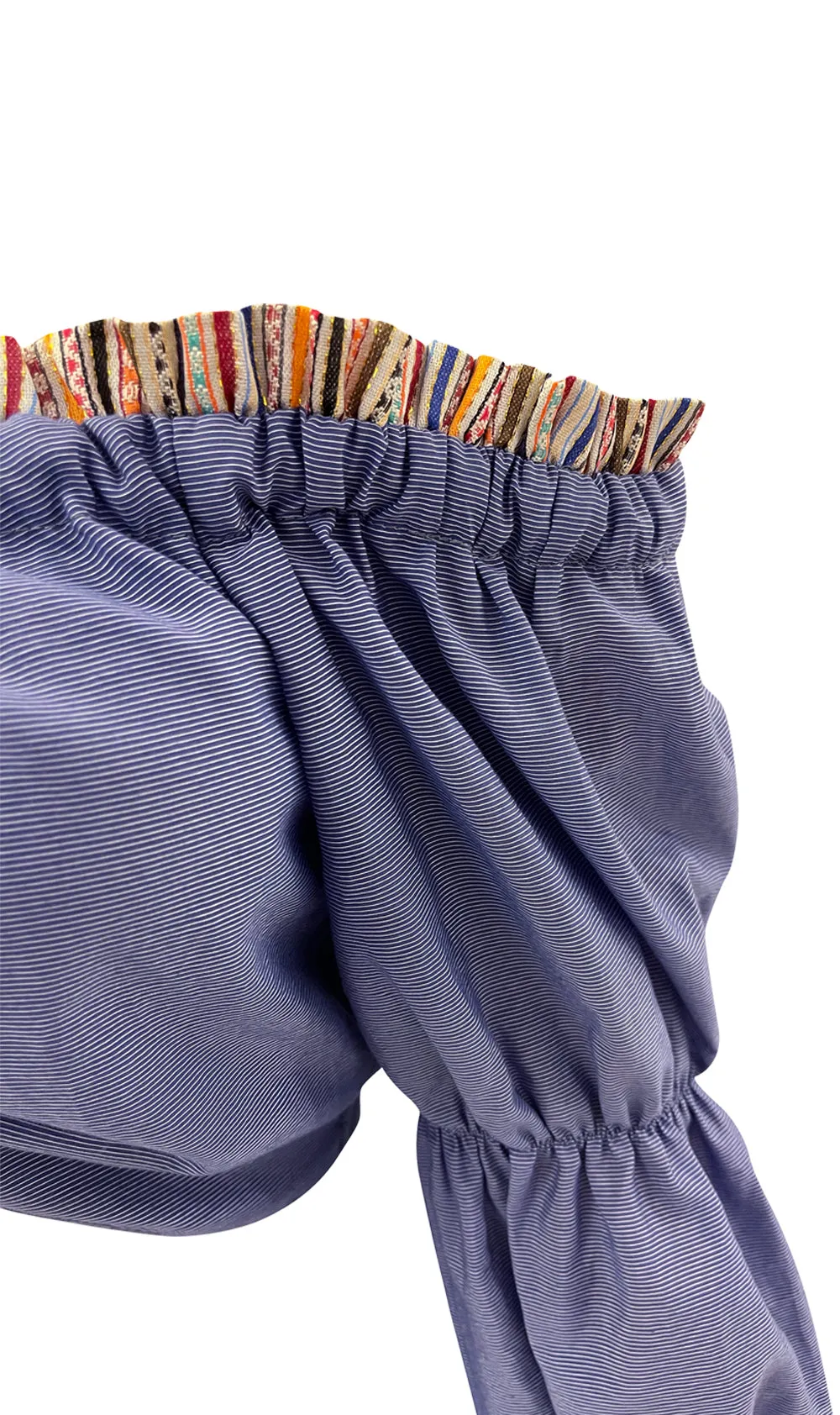 Blue Off-the-Shoulder Crop Top