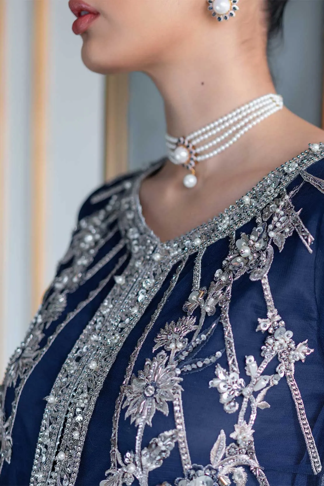 Blue Pakistani Wedding Dress in Sharara Kameez Style