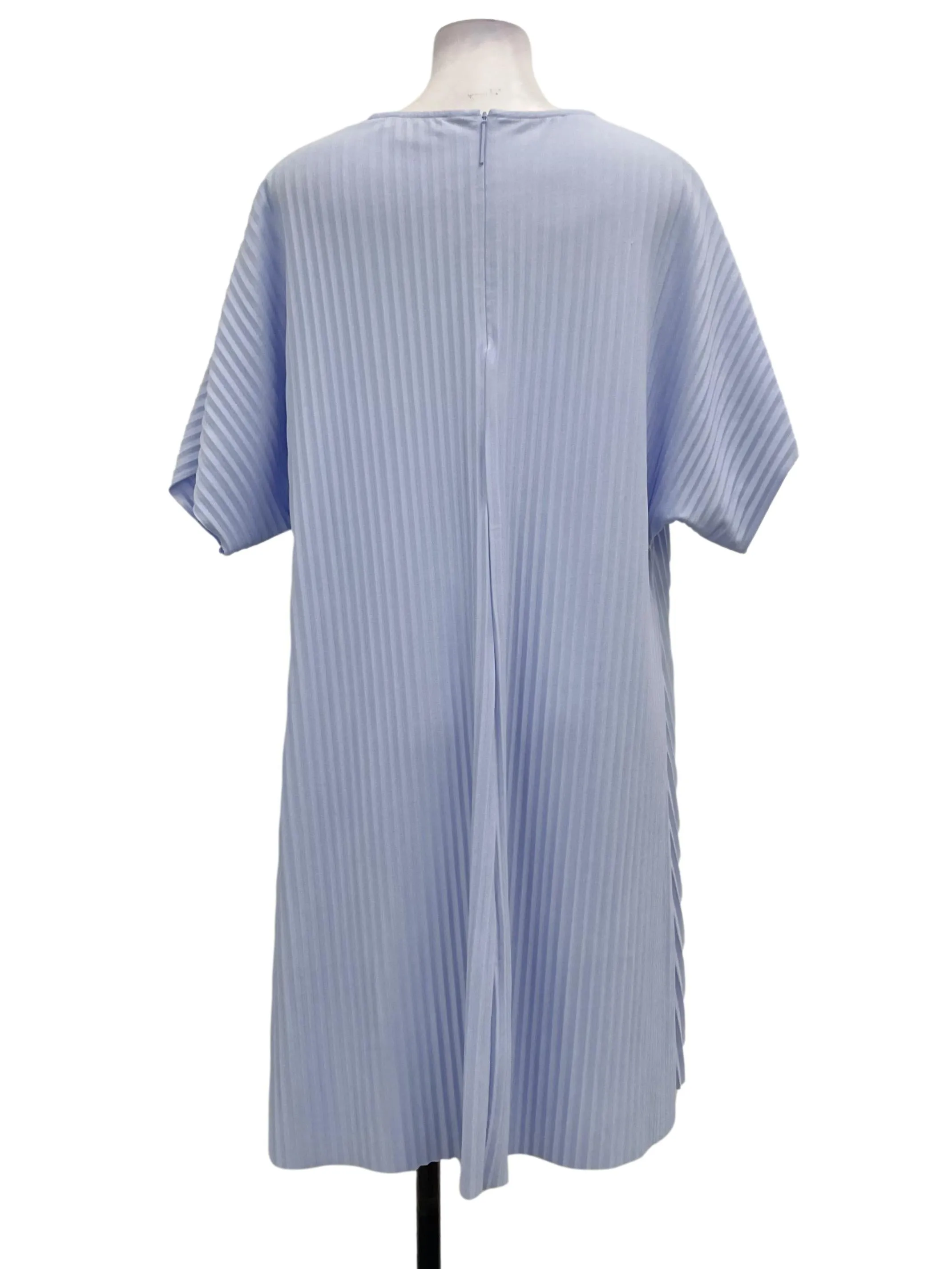 Blue Pleated Sleeve Dress