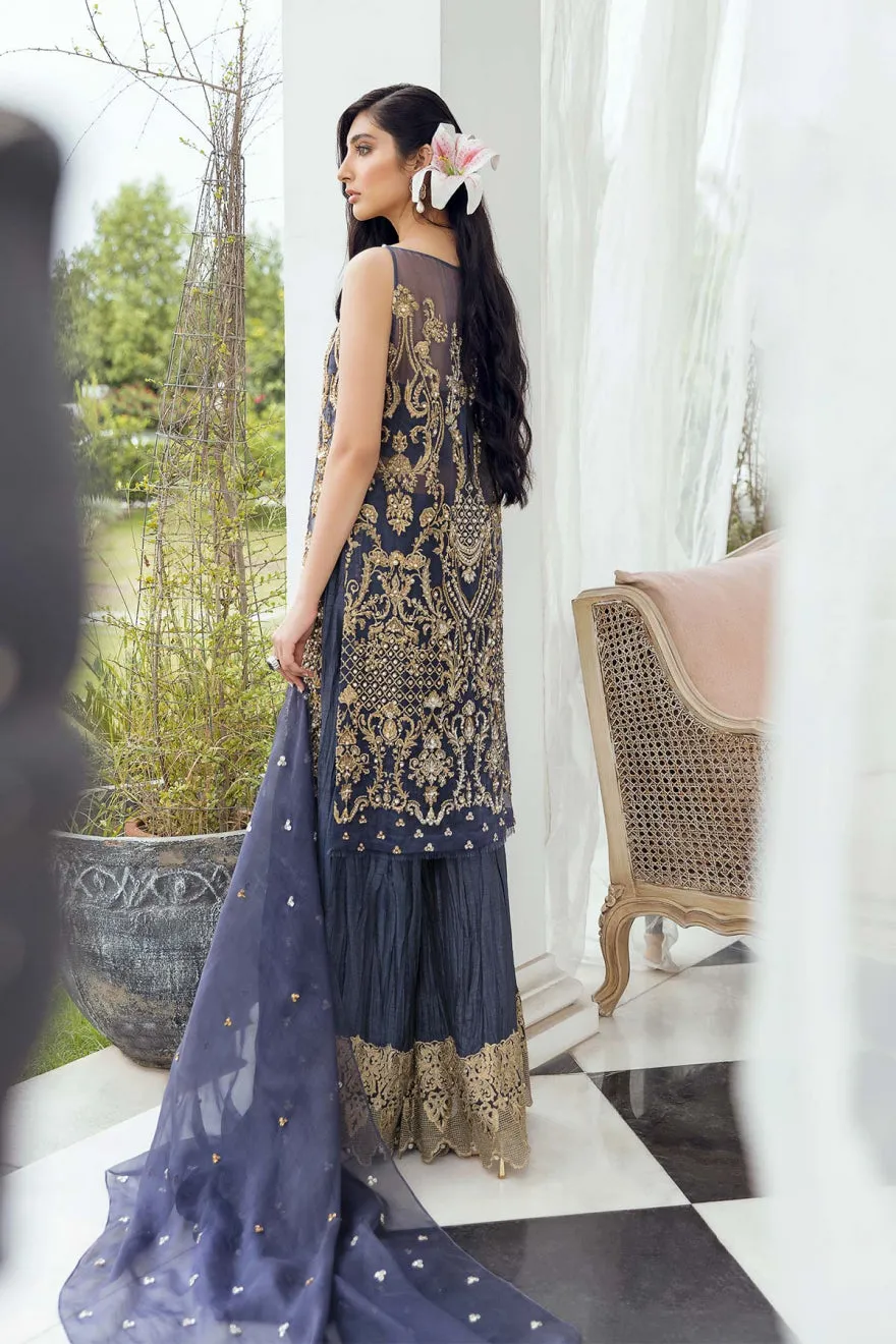 Blue Sharara and Organza Kameez Pakistani Wedding Dress