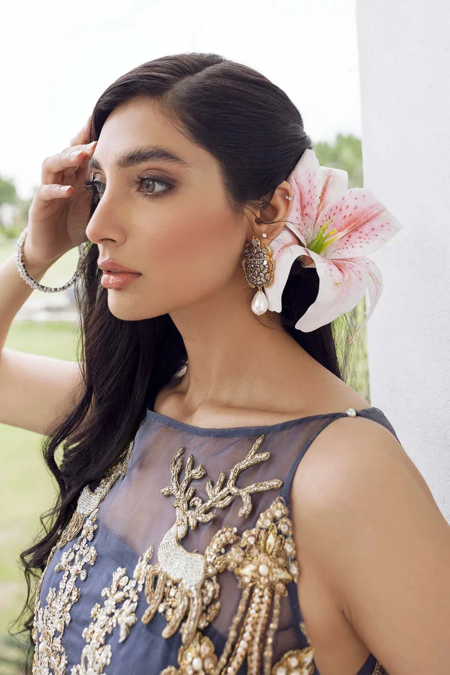 Blue Sharara and Organza Kameez Pakistani Wedding Dress