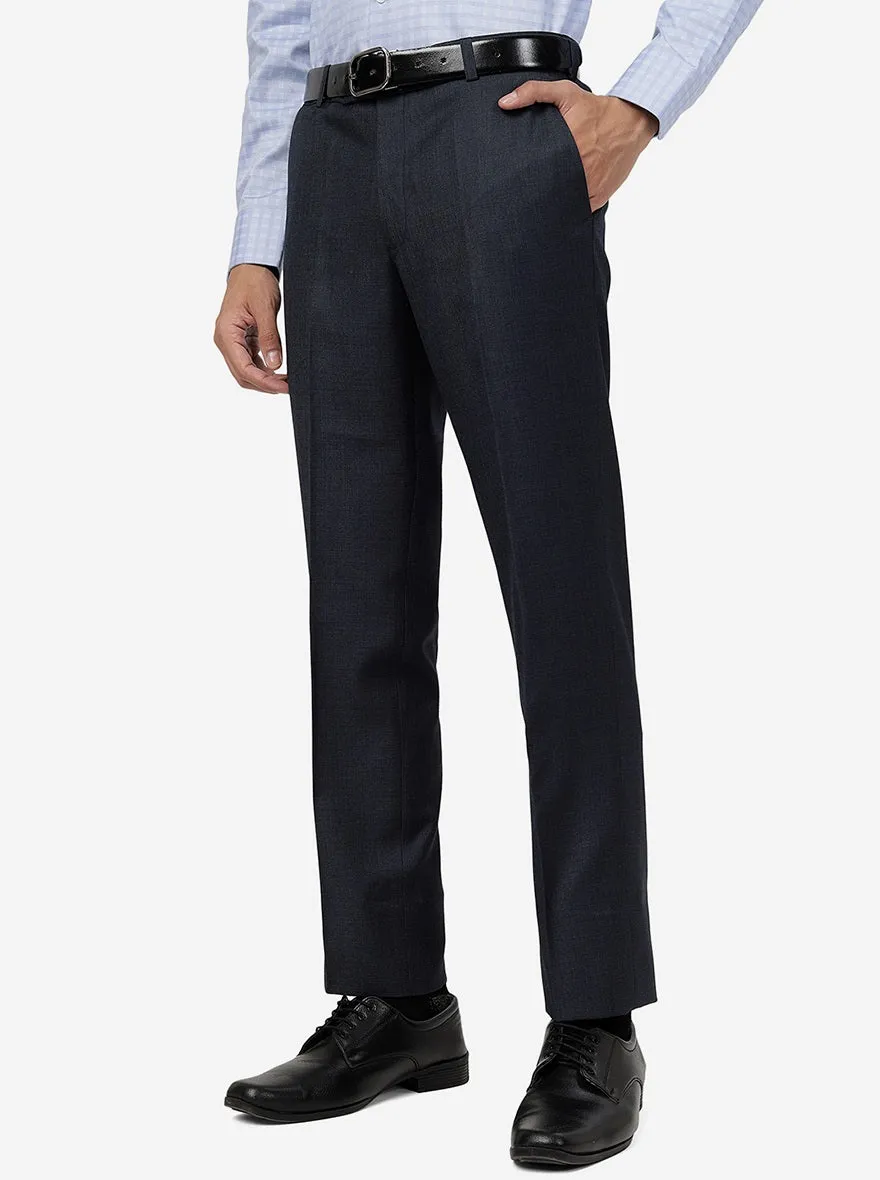 Blue Solid SLIM FIT Formal Trouser | Metal