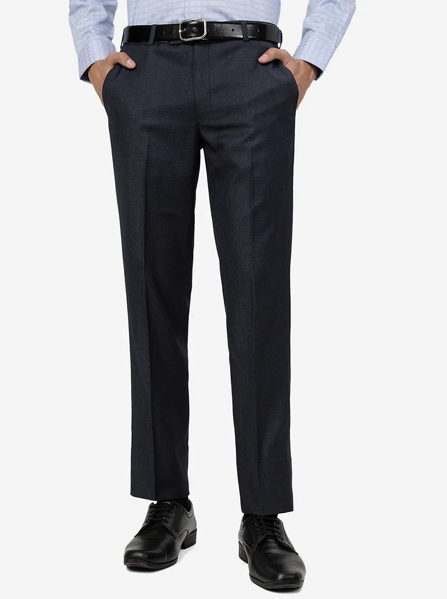 Blue Solid SLIM FIT Formal Trouser | Metal