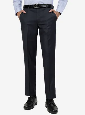 Blue Solid SLIM FIT Formal Trouser | Metal