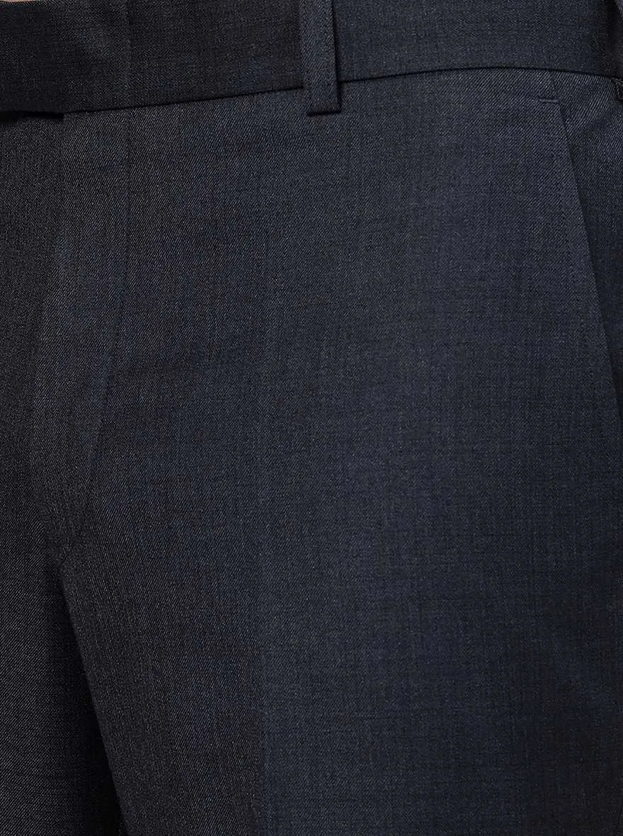 Blue Solid SLIM FIT Formal Trouser | Metal