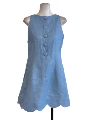 Blue Textured Shift Dress