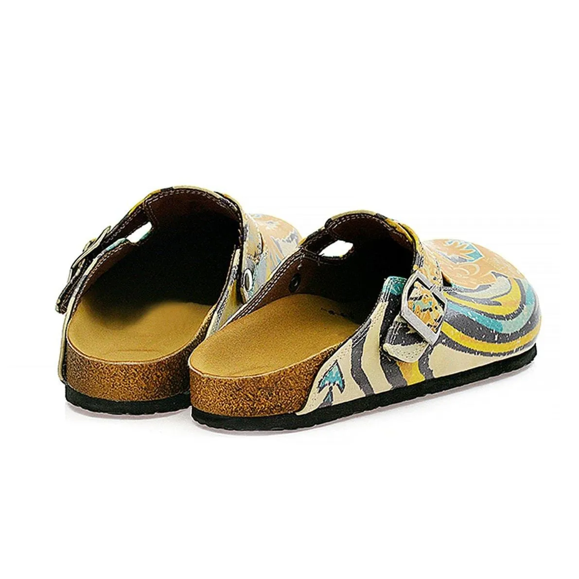 Blue, Yellow and Tropicak Girl Patterned Clogs - CAL314