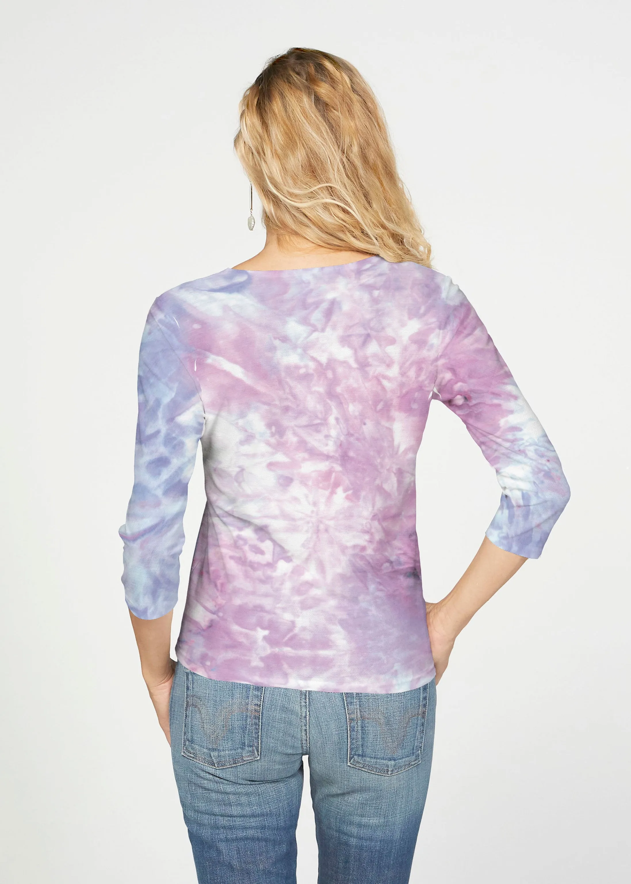 Boho Ice (16230) ~ French Terry Tie 3/4 Sleeve Top