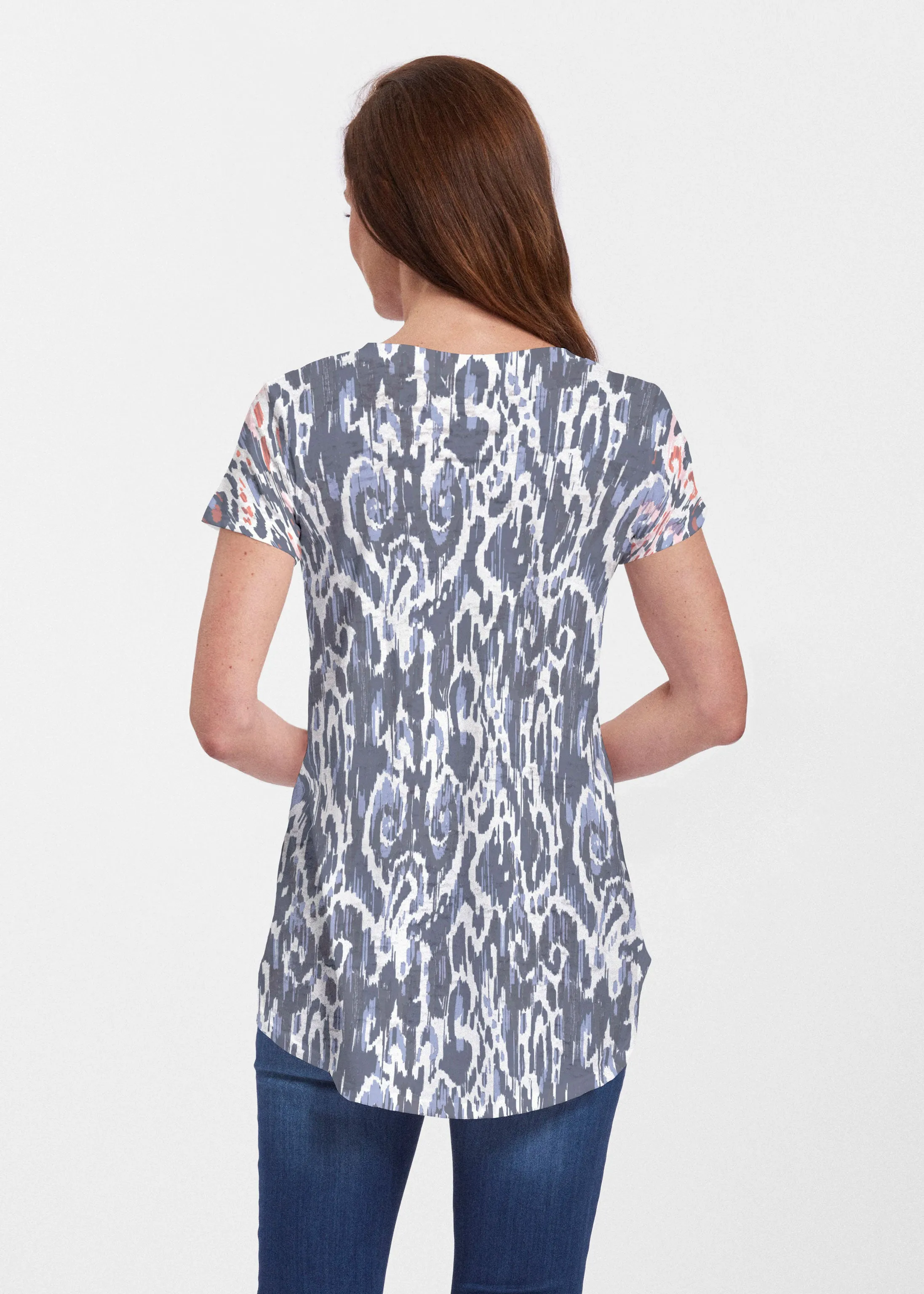 Boho Paisley (8054) ~ Short Sleeve Scoop Neck Flowy Tunic