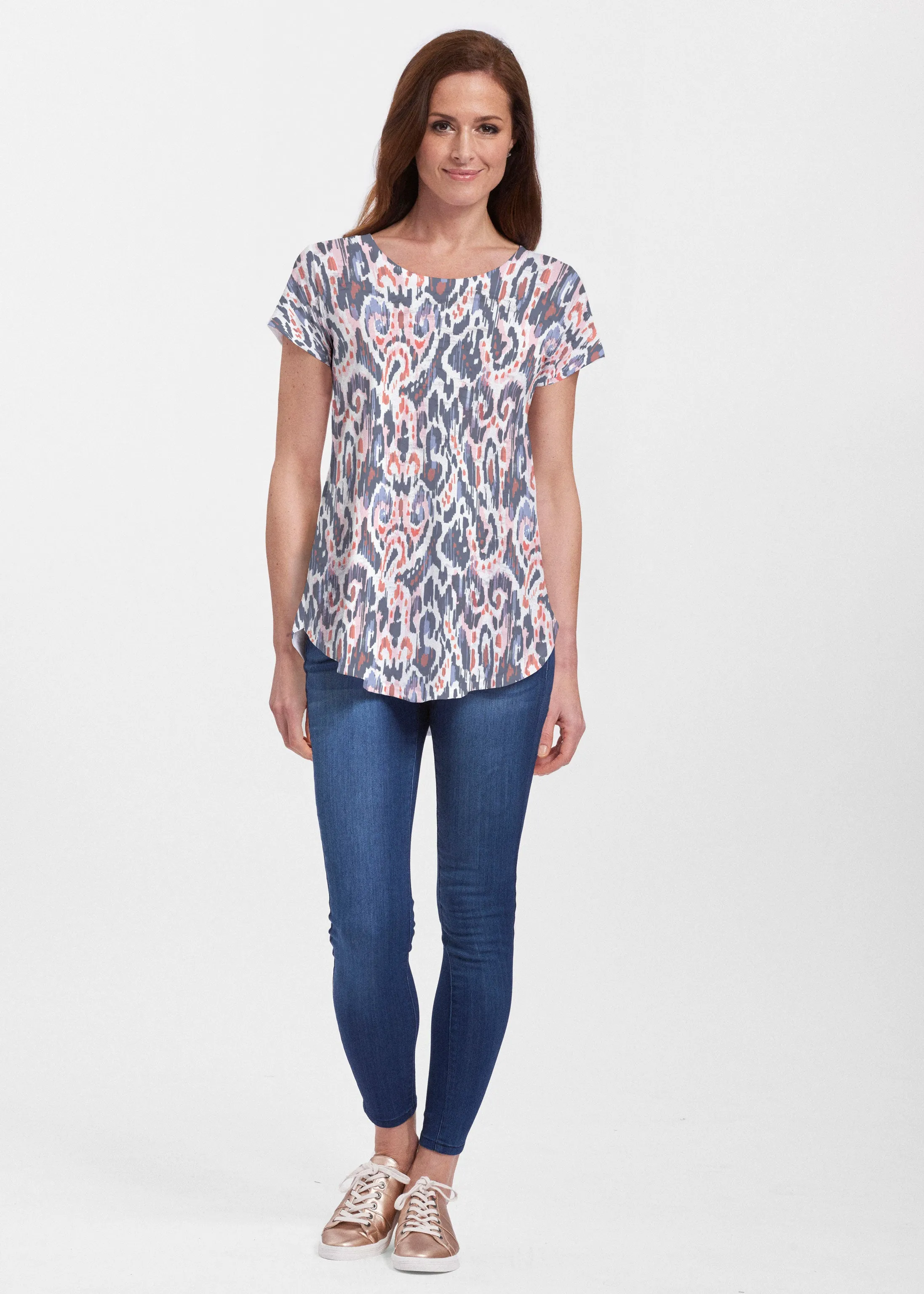 Boho Paisley (8054) ~ Short Sleeve Scoop Neck Flowy Tunic
