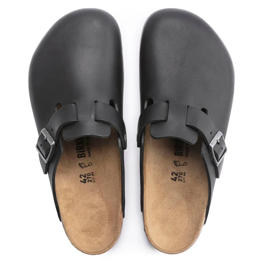 Boston Buckle Classic Footbed Mule in Vintage Wood Black