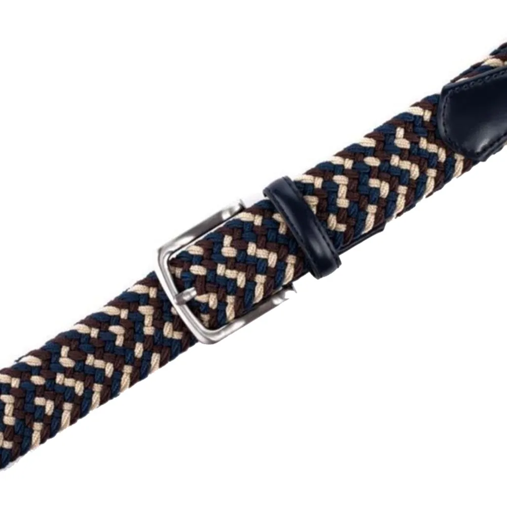 Bradenton Navy/Brown/Beige Braided Belt