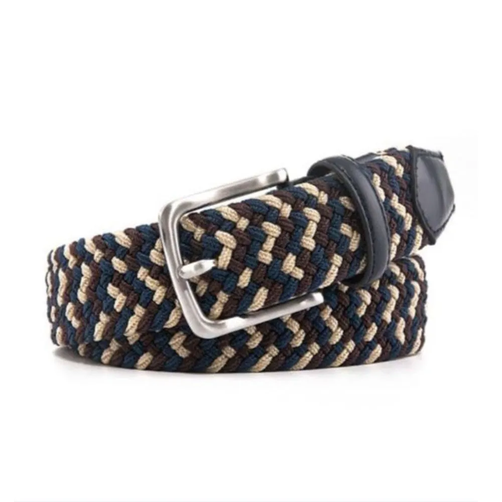 Bradenton Navy/Brown/Beige Braided Belt