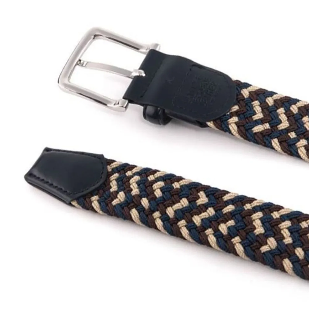 Bradenton Navy/Brown/Beige Braided Belt