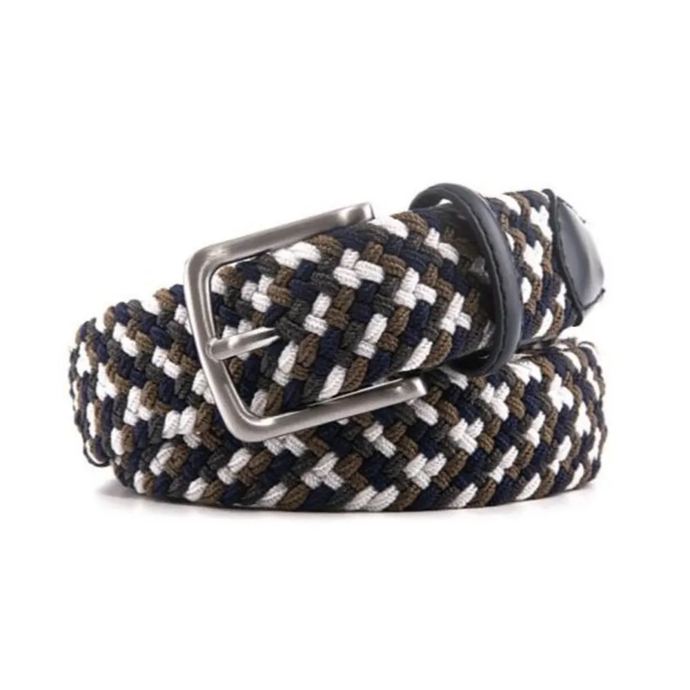 Bradenton Navy/White/Grey Braided Belt