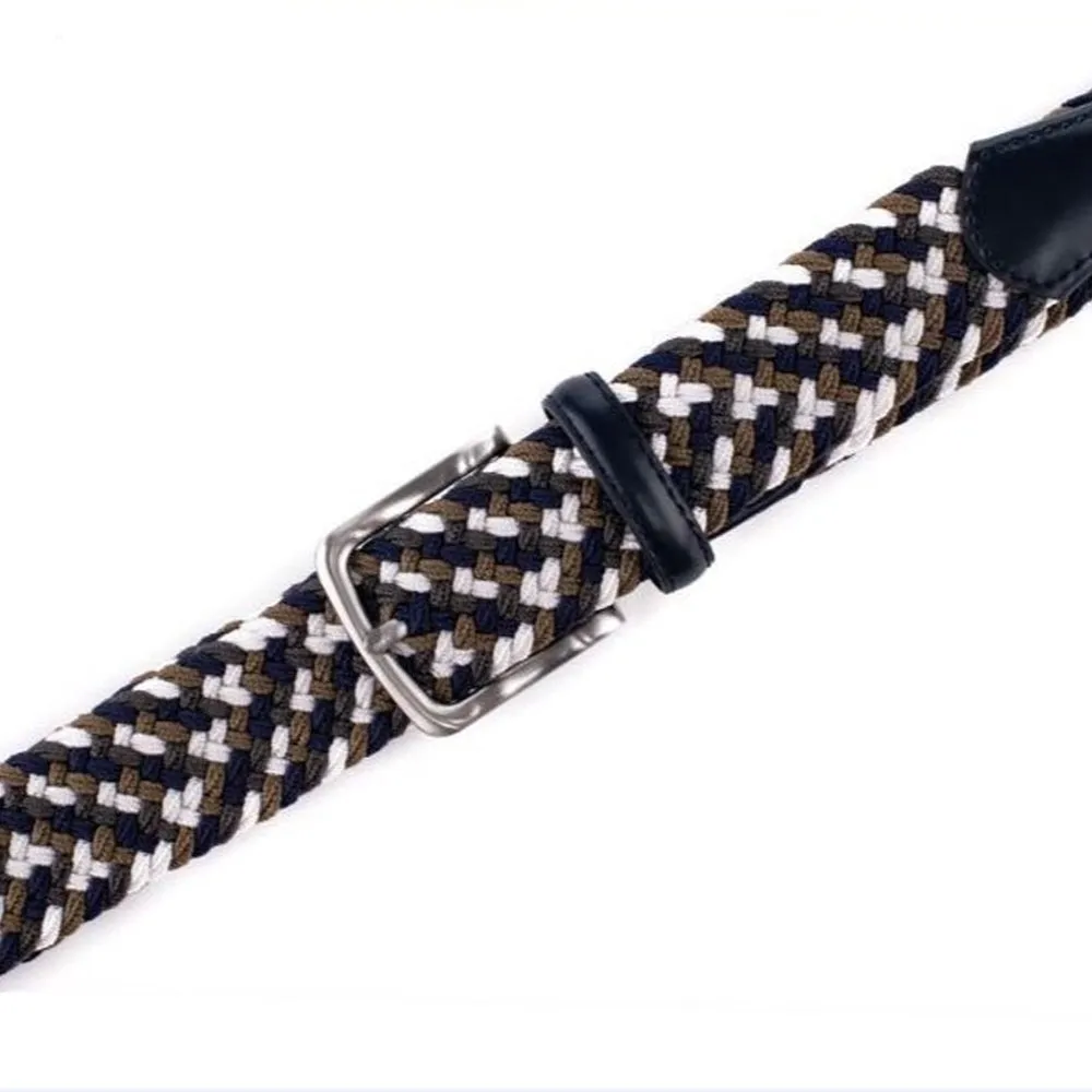 Bradenton Navy/White/Grey Braided Belt