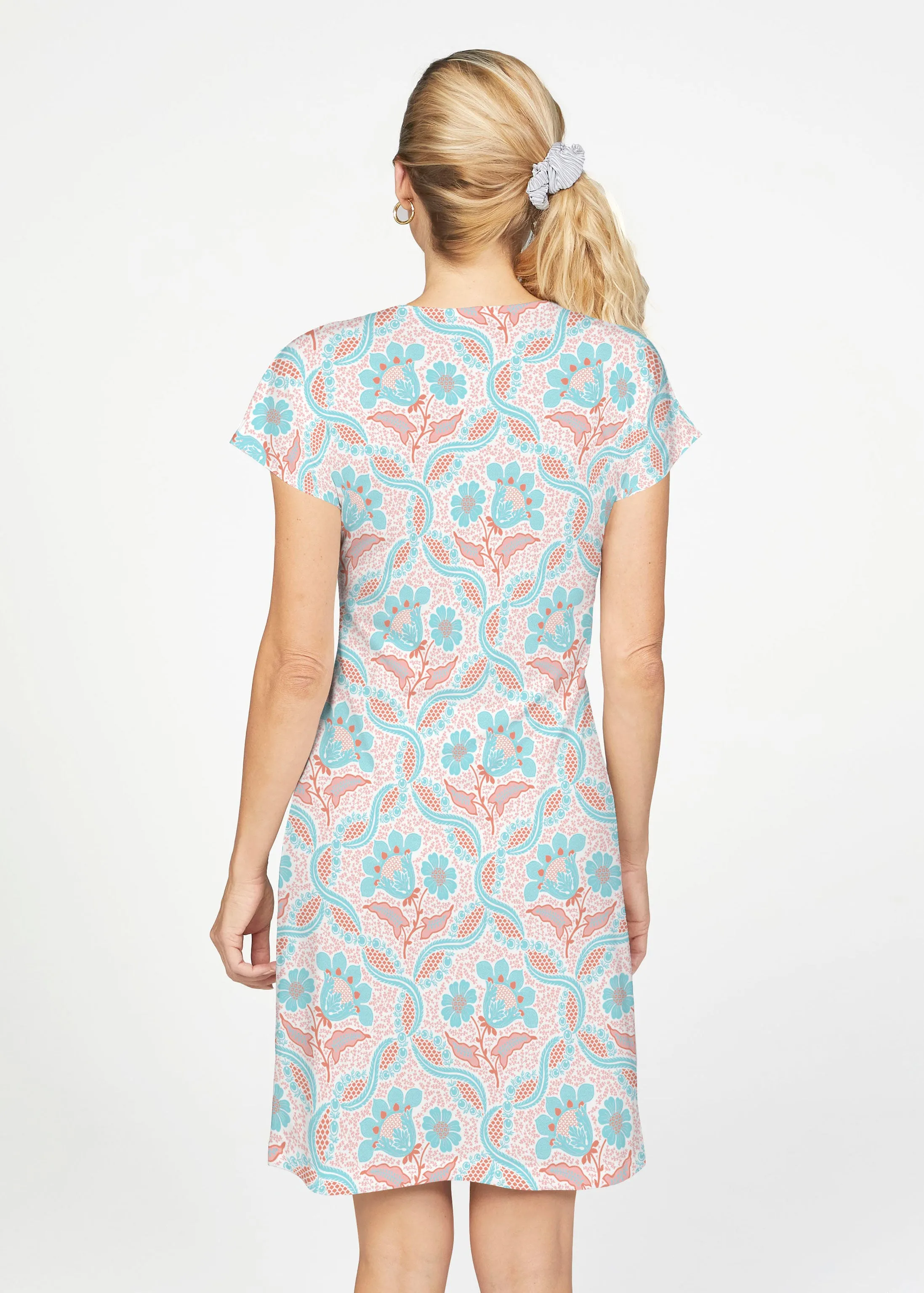 Braided Flower (7932) ~ French Terry Short Sleeve Crew Dress