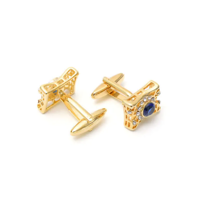 Brass French Gold Shirt Crystal Cufflinks