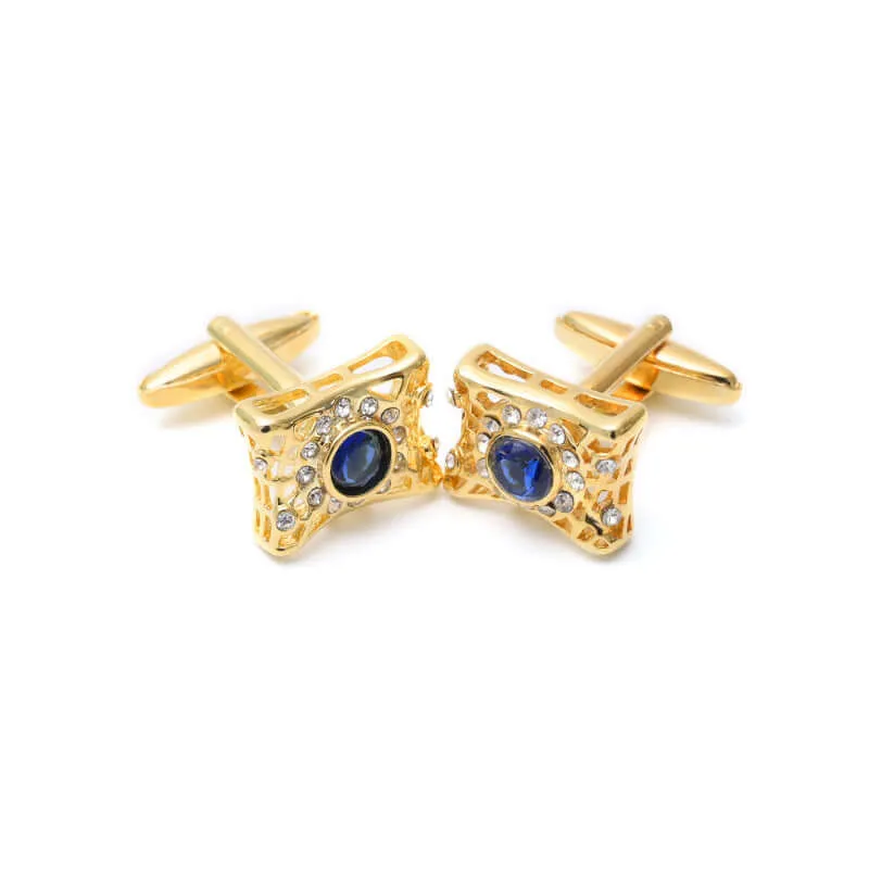 Brass French Gold Shirt Crystal Cufflinks