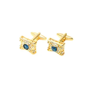 Brass French Gold Shirt Crystal Cufflinks
