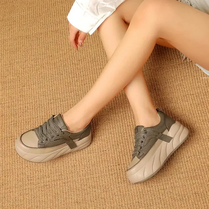 BreezyCush Muffin Shoes | Leather Muffin Bottom Casual Women's Shoes