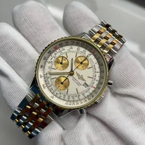 Breitling Old Navitimer II D13022 Two Tone Gold Steel Automatic Chronograph Box Papers